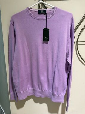 NWT Boggi Milano Men's 100% Cotton Crewneck Sweater Lavender Purple Size L